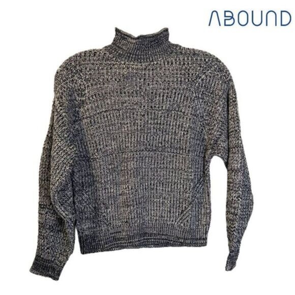 Abound Easy Stitch Ribbed Knit Mock Neck Sweater Rib Black‎ Marl NWT - Picture 5 of 9